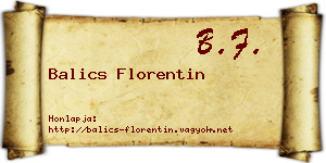Balics Florentin névjegykártya